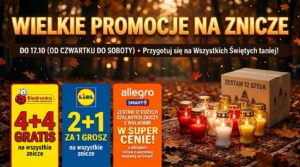 Promocja na znicze Biedronka 4+4 gratis Lidl 2+1 za 1 grosz oraz zestaw 12 zniczy Allegro Smart