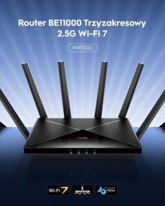 Router Cudy WR11000 Wi-Fi 7 BE11000 Tri-Band 6 GHz 4 porty 2.5G VPN Mesh Amazon Prime