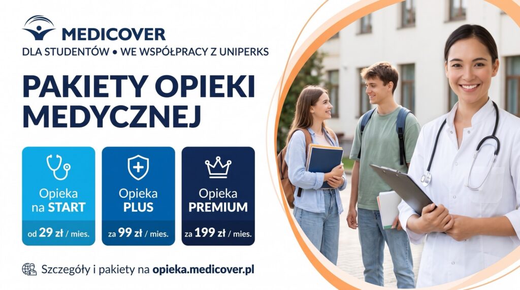 Medicover pakiety medyczne dla studentów Opieka na Start 29 zł Opieka Plus 99 zł Premium 199 zł Uniperks