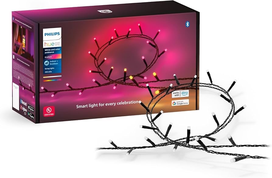 Girlanda świetlna Philips Hue Festavia LED 250 diod 20 metrów lampki choinkowe wewnętrzne i zewnętrzne IP67 Bluetooth Zigbee Amazon Prime